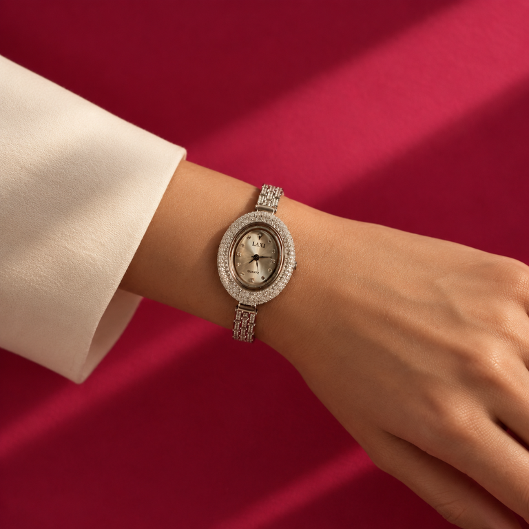 LAXI Elegant Silver Diamond Ladies Watch